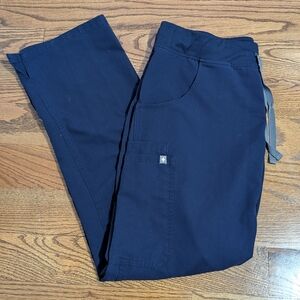 Figs Navy Blue Scrub Bottoms Cargo Pocket Straight Leg Medium
